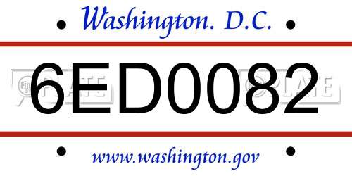 6ED0082 District Of Columbia License Plate
