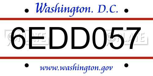 6EDD057 District Of Columbia License Plate