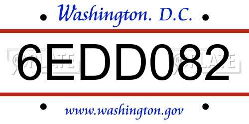6EDD082 District Of Columbia License Plate
