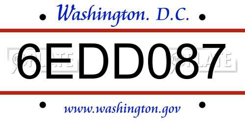 6EDD087 District Of Columbia License Plate