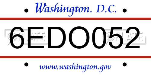 6EDO052 District Of Columbia License Plate