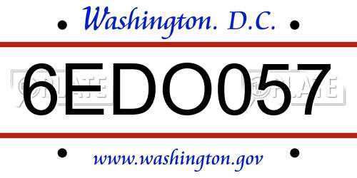 6EDO057 District Of Columbia License Plate