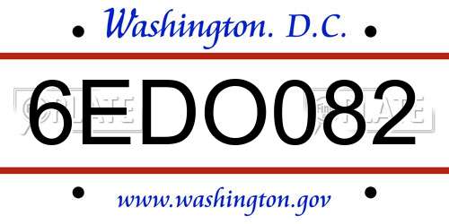 6EDO082 District Of Columbia License Plate