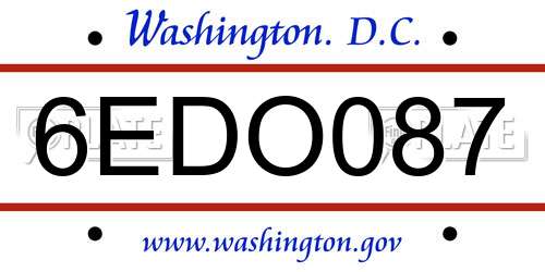 6EDO087 District Of Columbia License Plate