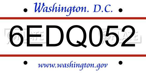 6EDQ052 District Of Columbia License Plate