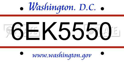 6EK5550 District Of Columbia License Plate