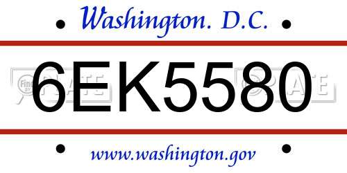 6EK5580 District Of Columbia License Plate