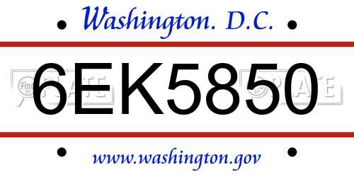 6EK5850 District Of Columbia License Plate