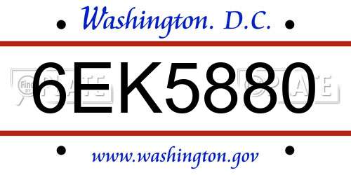 6EK5880 District Of Columbia License Plate