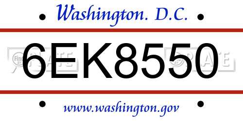 6EK8550 District Of Columbia License Plate