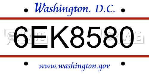 6EK8580 District Of Columbia License Plate