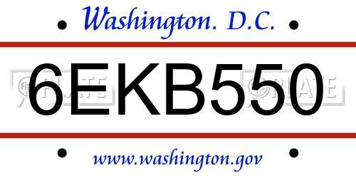 6EKB550 District Of Columbia License Plate