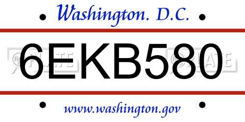 6EKB580 District Of Columbia License Plate