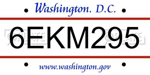6EKM295 District Of Columbia License Plate