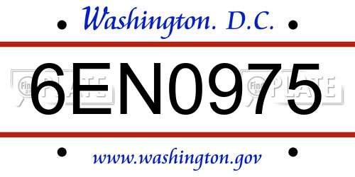 6EN0975 District Of Columbia License Plate