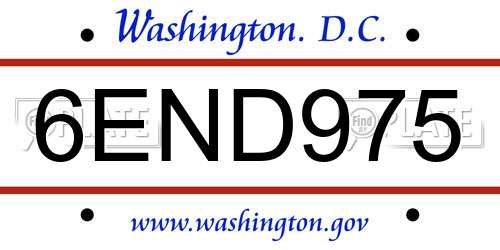 6END975 District Of Columbia License Plate