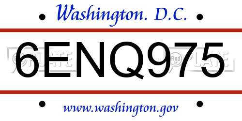 6ENQ975 District Of Columbia License Plate