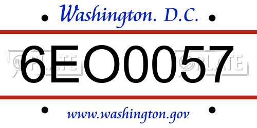 6EO0057 District Of Columbia License Plate