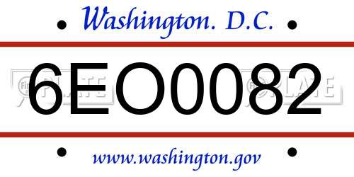 6EO0082 District Of Columbia License Plate