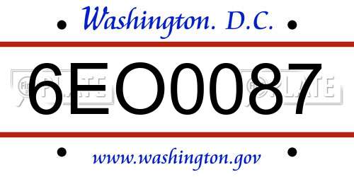 6EO0087 District Of Columbia License Plate