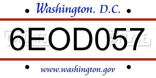 6EOD057 District Of Columbia License Plate