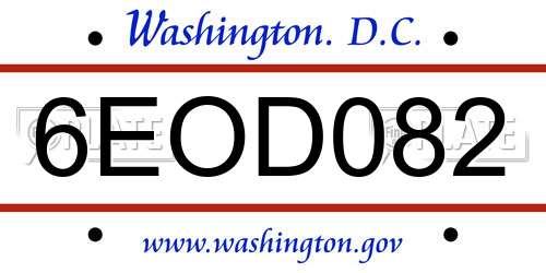 6EOD082 District Of Columbia License Plate