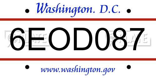 6EOD087 District Of Columbia License Plate