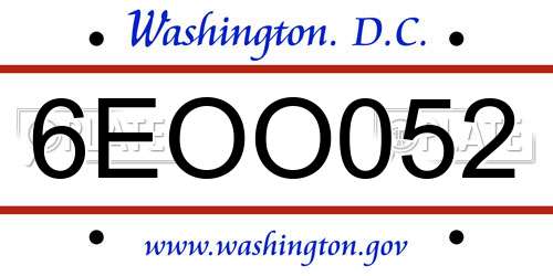 6EOO052 District Of Columbia License Plate
