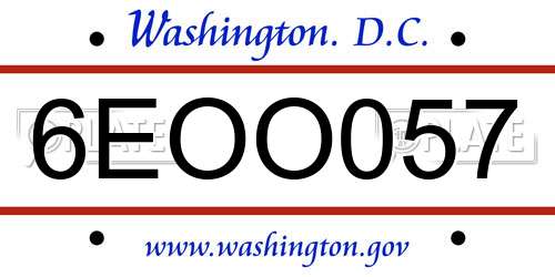 6EOO057 District Of Columbia License Plate