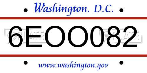 6EOO082 District Of Columbia License Plate