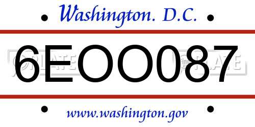 6EOO087 District Of Columbia License Plate