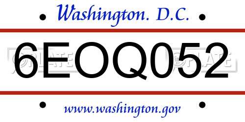 6EOQ052 District Of Columbia License Plate