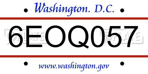 6EOQ057 District Of Columbia License Plate