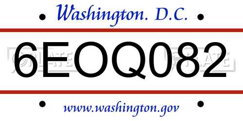 6EOQ082 District Of Columbia License Plate