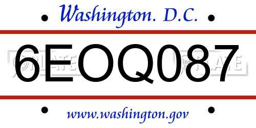 6EOQ087 District Of Columbia License Plate