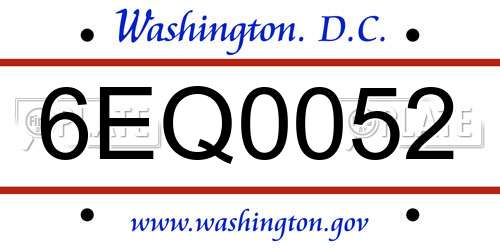 6EQ0052 District Of Columbia License Plate