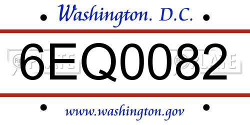 6EQ0082 District Of Columbia License Plate