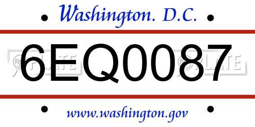 6EQ0087 District Of Columbia License Plate