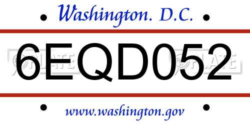 6EQD052 District Of Columbia License Plate