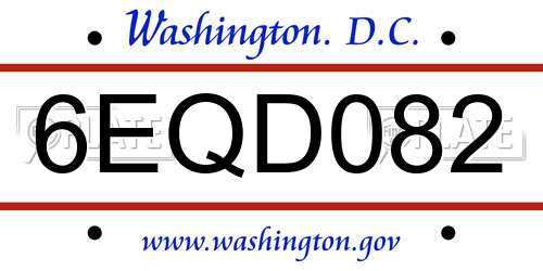 6EQD082 District Of Columbia License Plate