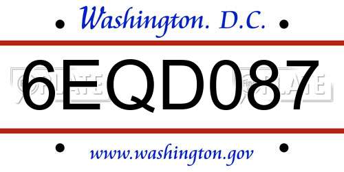6EQD087 District Of Columbia License Plate
