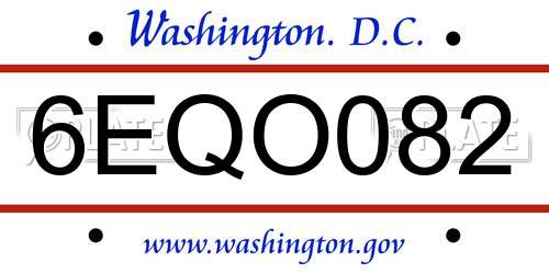 6EQO082 District Of Columbia License Plate