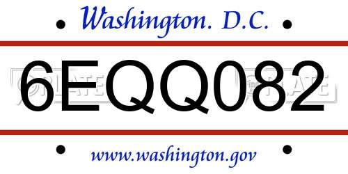 6EQQ082 District Of Columbia License Plate