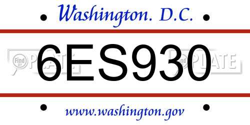 6ES930 District Of Columbia License Plate