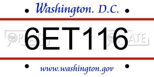 6ET116 District Of Columbia License Plate