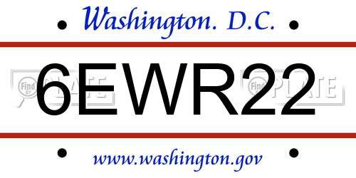 6EWR22 District Of Columbia License Plate