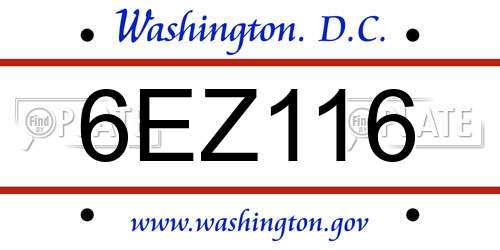 6EZ116 District Of Columbia License Plate