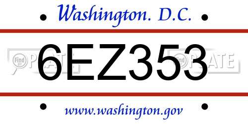 6EZ353 District Of Columbia License Plate