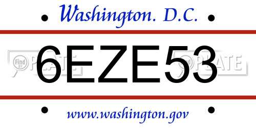 6EZE53 District Of Columbia License Plate