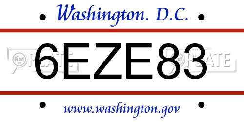 6EZE83 District Of Columbia License Plate